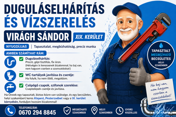 Virágh Sándor Duguláselhárítás és Vízszerelés