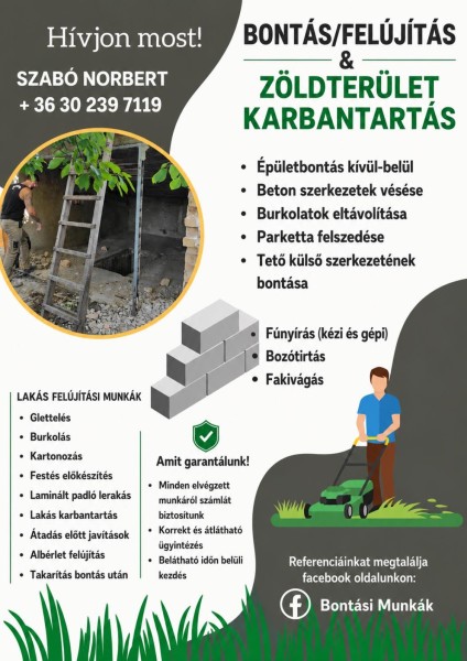 Szabó Norbert Bontás/Felújítás és zöldterület karbantartás